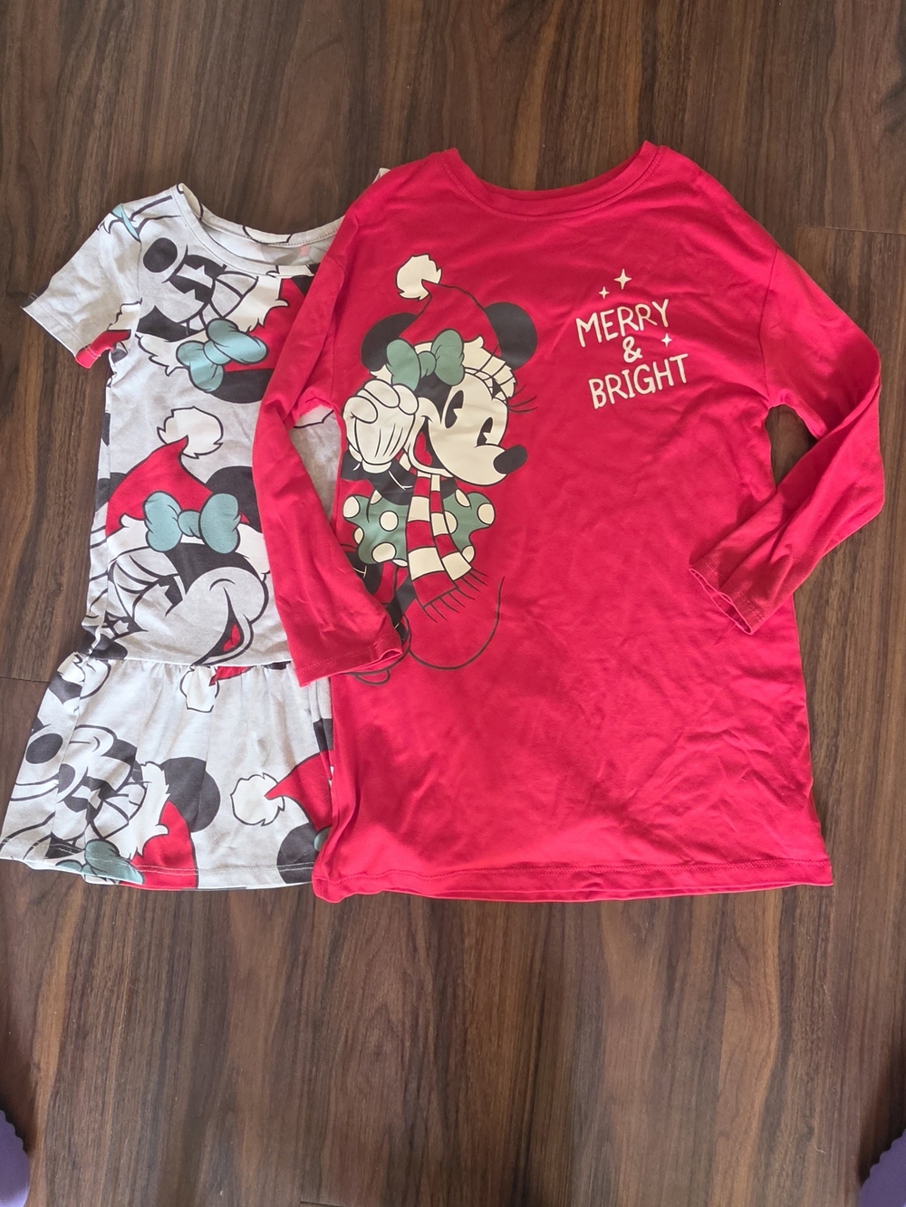 Disney Kids Minnie Mouse Red & White Holiday Nightshirt Set